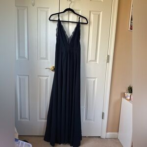 Navy Maxi Dress with Lace Trim